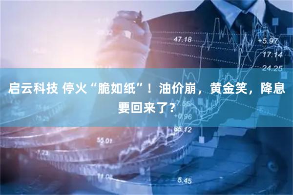 启云科技 停火“脆如纸”！油价崩，黄金笑，降息要回来了？