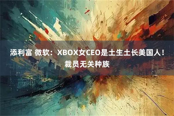 添利富 微软：XBOX女CEO是土生土长美国人！裁员无关种族